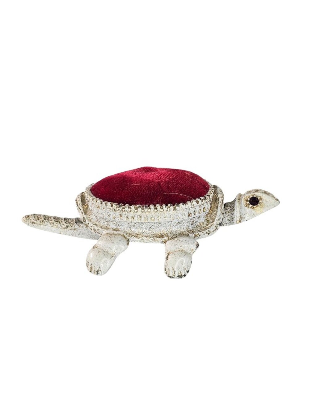 Florenza Jeweled Turtle Pin Cushion Holder Red Vintage Bobblehead Nodder